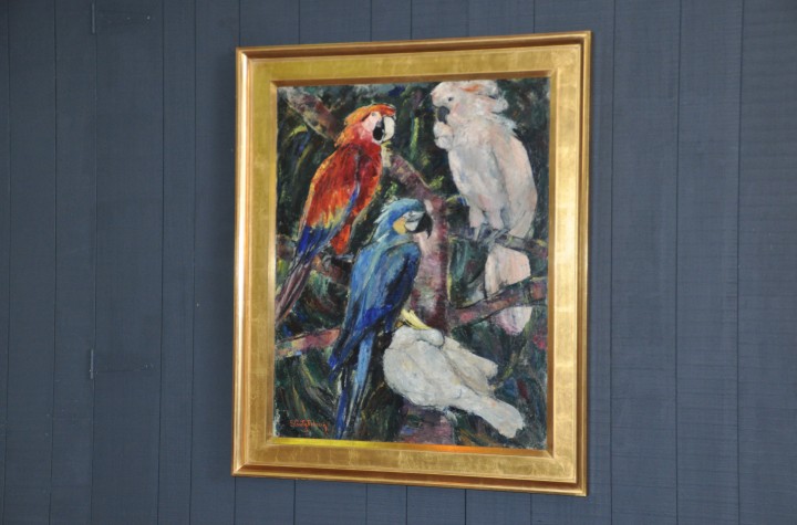 Schilderij met papegaaien getekend S. Goetghebeur Schilderij met papegaaien getekend S. Goetghebeur