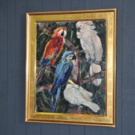 Schilderij met papegaaien getekend S. Goetghebeur Schilderij met papegaaien getekend S. Goetghebeur